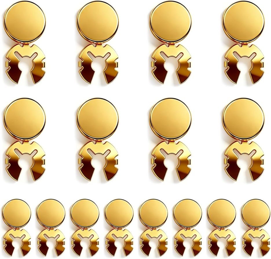 16 PCS Button Covers for Women, Round Brass Cuff Button Cover 2 Size Freedom Buttons Cover Cufflinks for Men Women Dress Shirts Formal Business Wedding Tuxedo Jeans Decor, Gold