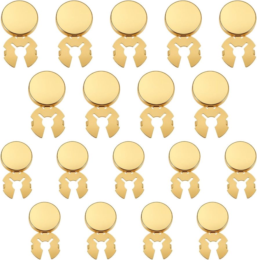 18 Pcs Brass Button Covers for Women Blouses, 2 Sizes Gold Round Cuff Button Cover, Buttons Cover Cufflinks for Men Women Business Formal Shirts Clothing Accessories