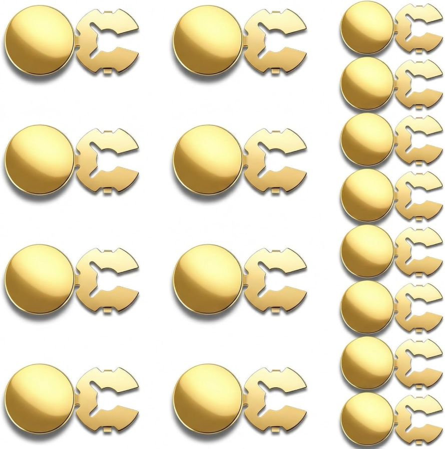 Ouligay 16PCS Gold Button Covers 2 Sizes Round Cover Cufflinks for Blouses Elegant Buttons Covers for Women Blouses, Men??s Dress Shirts Formal Blank Cuff Links for Wedding or Office Wear
