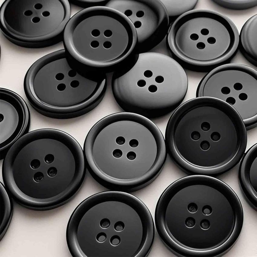 50pcs Buttons Sewing 4-Hole 20mm?CDurable Plastic Buttons for Clothes,DIY Crafts,Sewing Projects(Black)