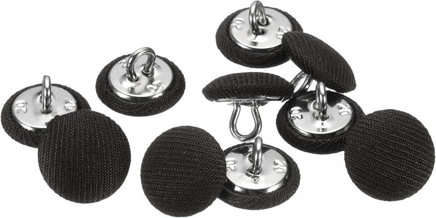 Generic 10pcs 20L Fabric Cloth Covered Button 12.5mm 1/2" Round Metal Shank Satin Sewing DIY Craft Buttons for Bridal Wedding Suits Dress Blouses Sweaters, Black