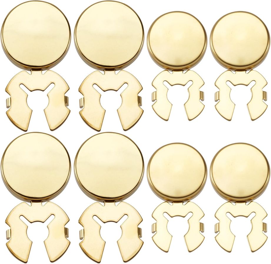 SmallCat 8 Pcs Gold Button Covers, Gold Clip-On Botones Cufflinks Kit Elegant Cover for Women Blouses, Men??s Dress Shirts Formal Jeans Buttons Blank Cuff Links for Wedding or Office Wear
