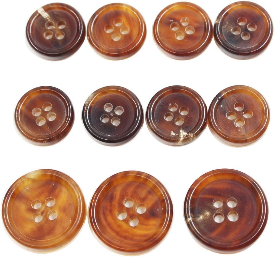 KENDANY 11 Pieces Genuine Natural Horn Blazer & Suits Button Set - for Blazer, Sport Coat, Uniform, (Light Brown 0.59in-0.79in) (15mm-20mm) 1#