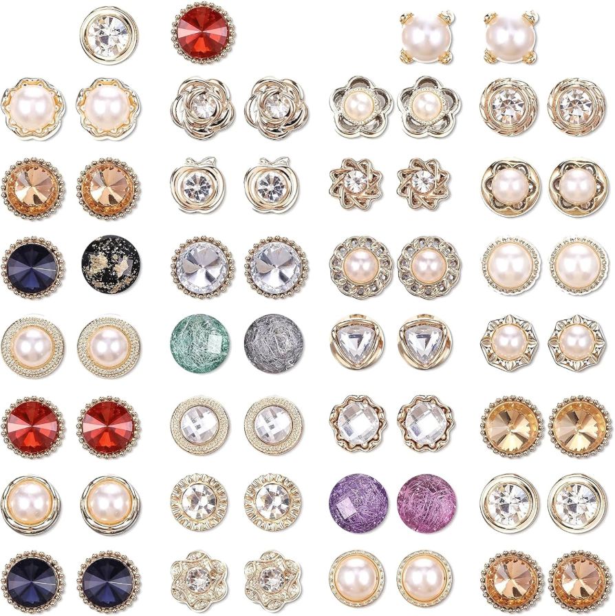 No Sew Invisible Buttons 60 Pack Seamless Pearl Brooches for Women Reusable Detachable Safety Buttons for Dresses Apparel Decorations Blouses Sweaters Shawls Coats Fashion Accessories