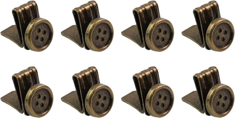 T Tulead 8PCS Suspenders Buttons No Sew Button End Brace Clips Bronze, for Pants Hats DIY Handmade
