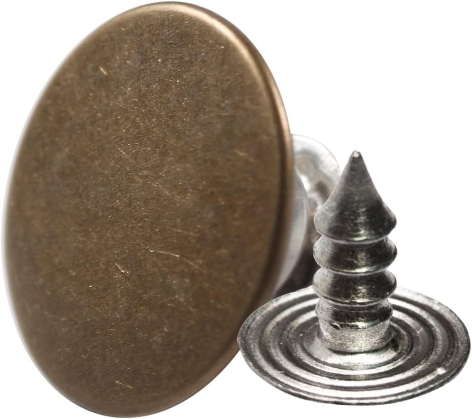 MASONEE 20 Sets 17mm Replacement Jeans Buttons, Metal, Snap Fasteners, No Sew, Ronze, Jet Black