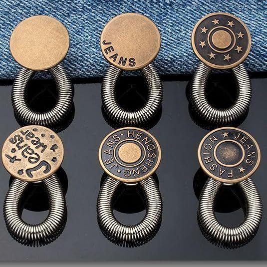 Pants Extender Buttons for Jeans No Sew Elastic Waistband Adjustable Metal Spring 10 Pack