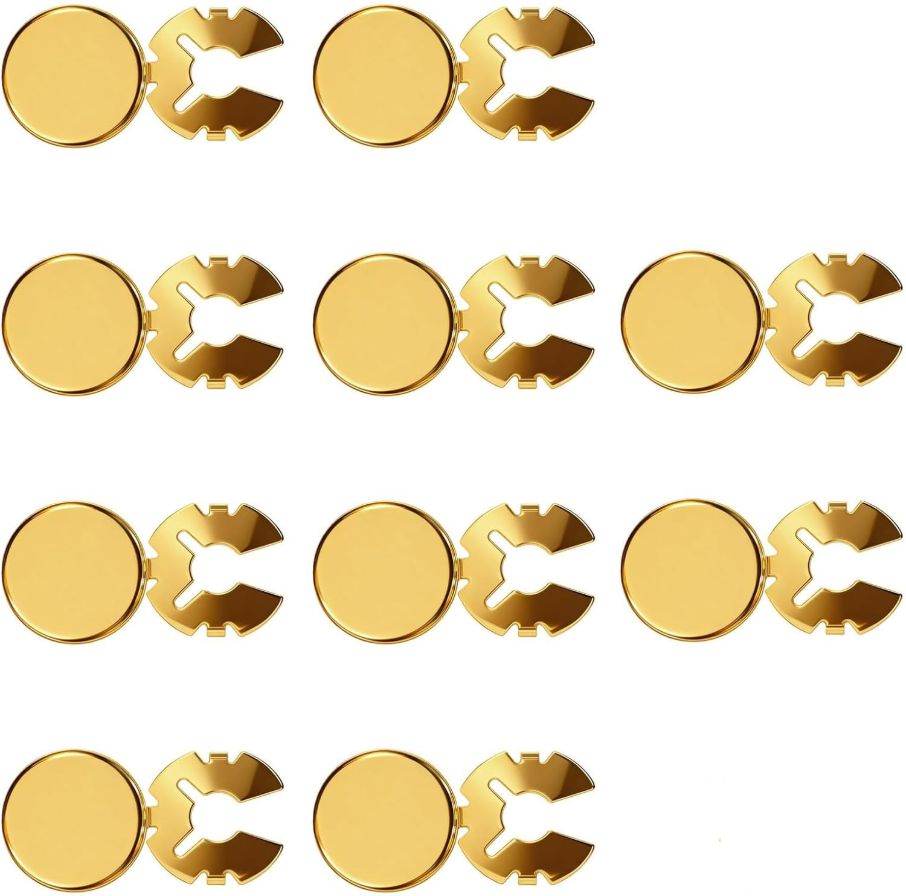 GAUEIOUR 10 Pcs Brass Round Cuff Button Cover, Flat Round Cufflinks Formal Button Covers, Detachable DIY Freedom Replacement Buttons for Blazer, Shirts, Cufflinks