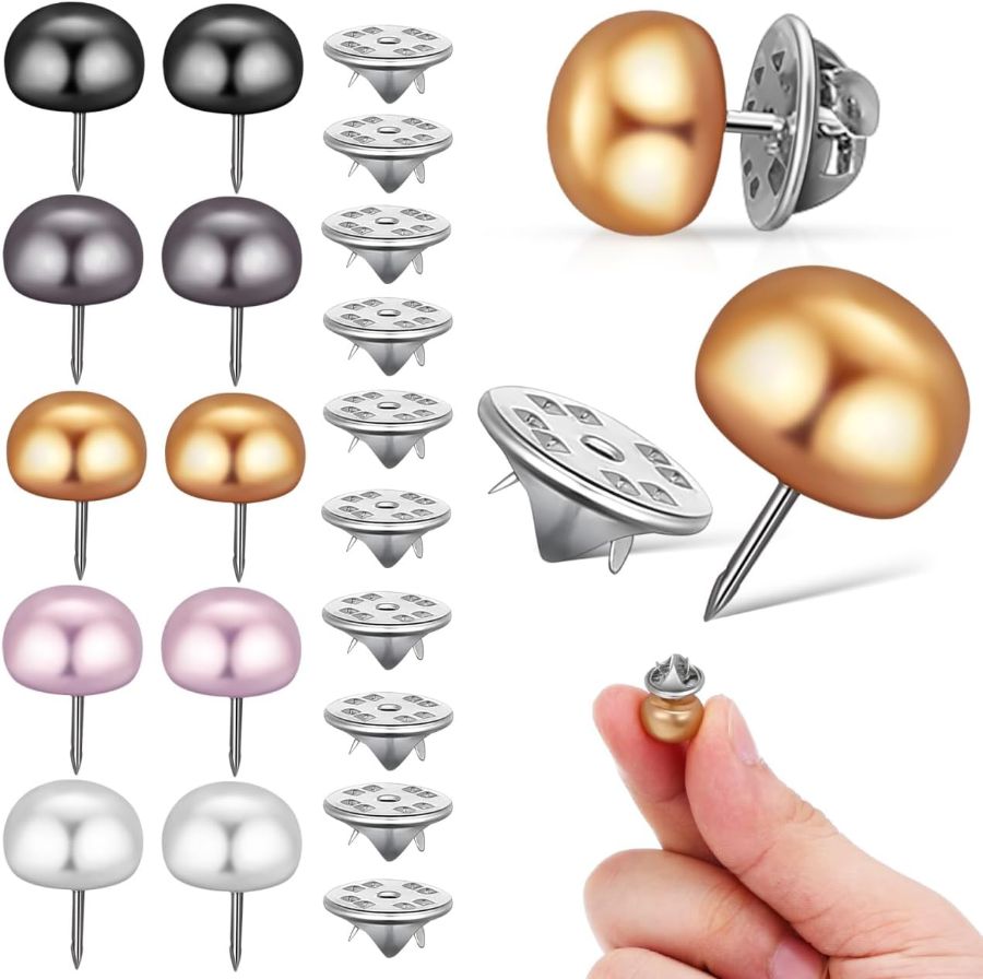 Beaupretty 25Pcs Anti-Exposure Brooch Buttons Elegant Pearl No-Sew Button Pins for Women's Shirt, Skirt & Cardigan Secure Cleavage Cover Up Safety Pins for Daily Wear