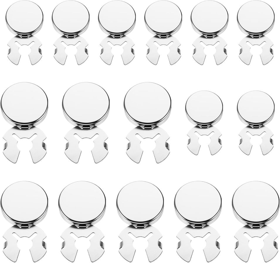 12 Pcs Button Covers for Men, Tuxedo Button Covers, Silver Shirt Button Covers for Dress Shirts and Cufflink DIY Projects(0.6",0.7")