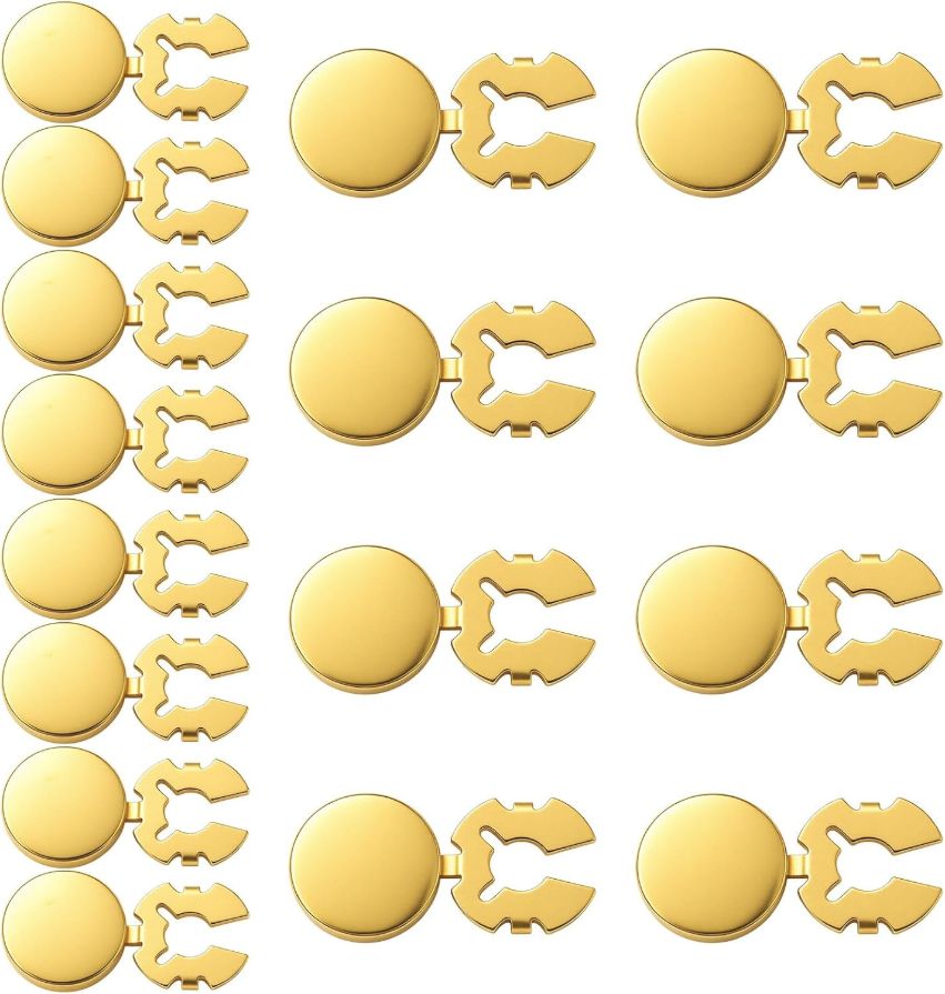 16Pcs Brass Button Covers for Women, Gold Cufflinks for Shirts, DIY Dress Accessories, Formal Wear(15mm, 17.5mm)