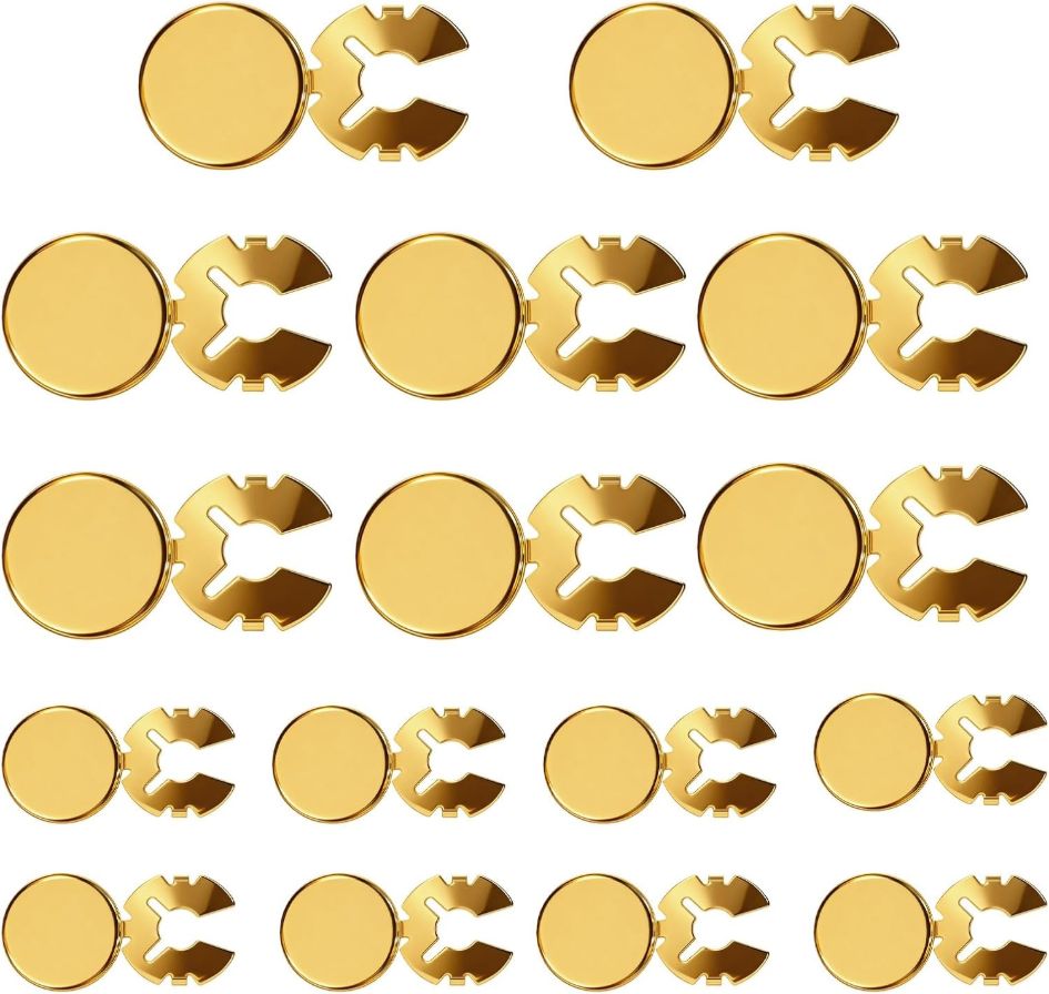 16Pcs Gold Button Covers Brass Button Cover Cufflinks,2 Sizes Buttons Covers for Men and Women, Elegant Accessories for Formal Shirts